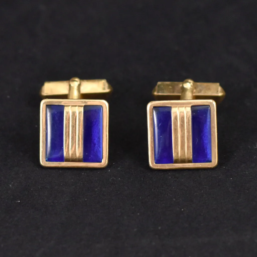 10K Square Blue Cufflinks