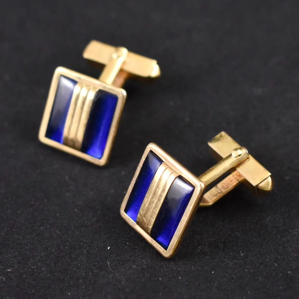 10K Square Blue Cufflinks