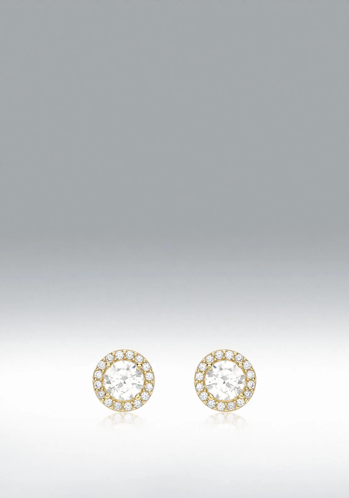 9 Carat Gold CZ Halo Stud Earrings, Gold