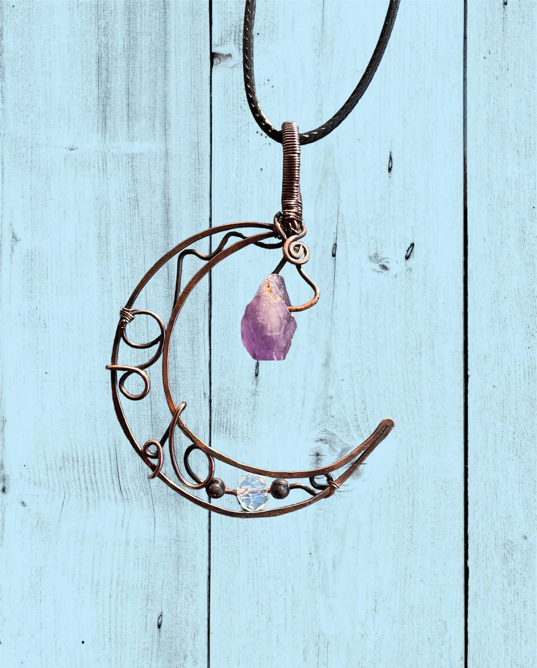 Amethyst Crescent Moon Pendant