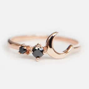 Black Diamond Crescent Moon Ring Tressa