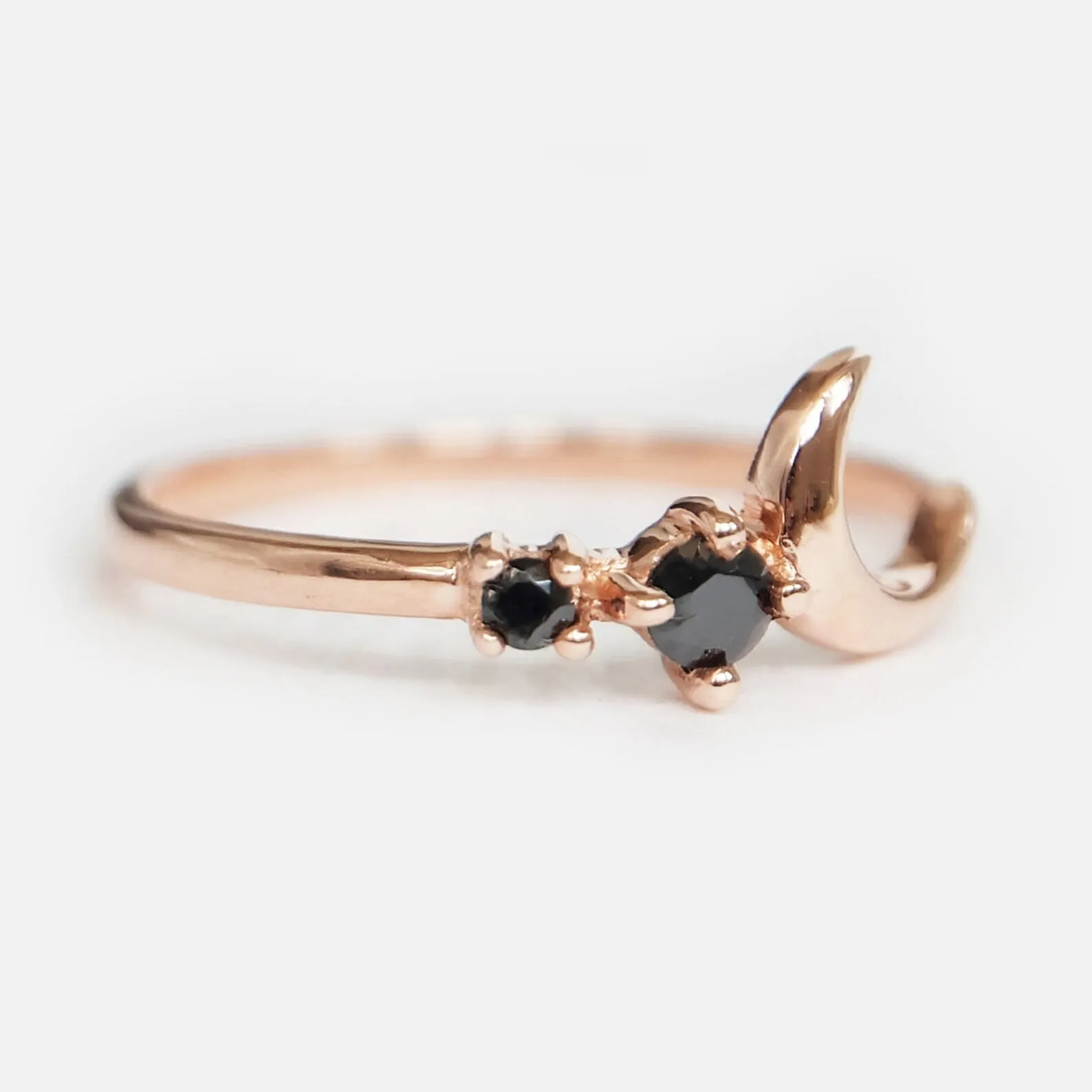 Black Diamond Crescent Moon Ring Tressa