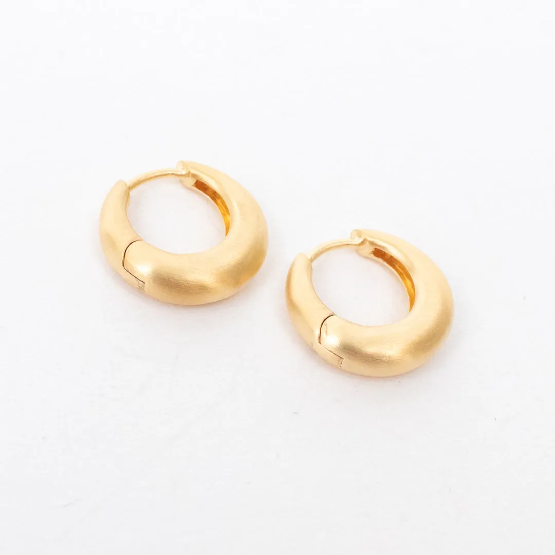 Brushed Gold Vermeil Medium Crescent Click In Hoops