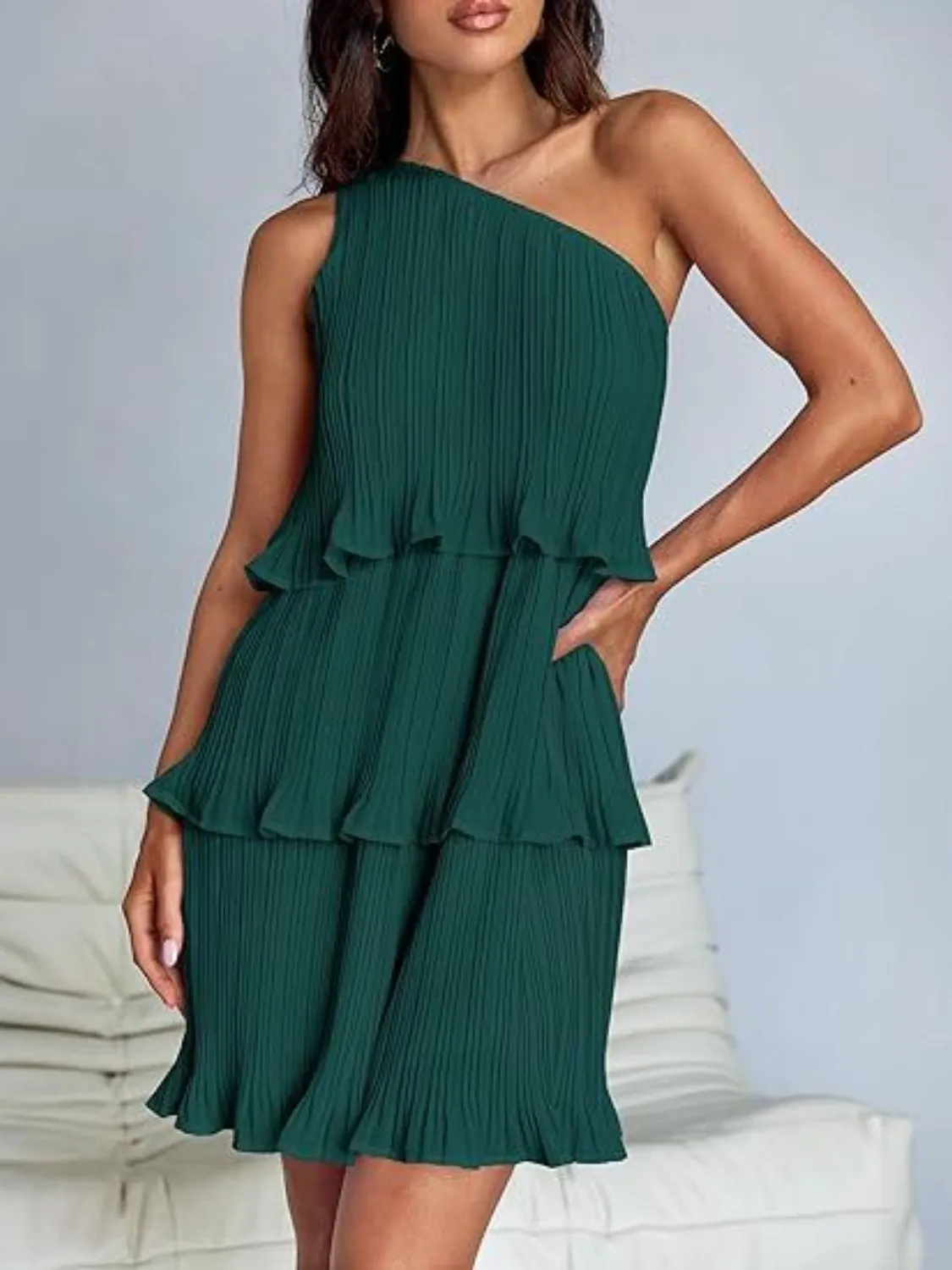 Corine Layered Single Shoulder Dress