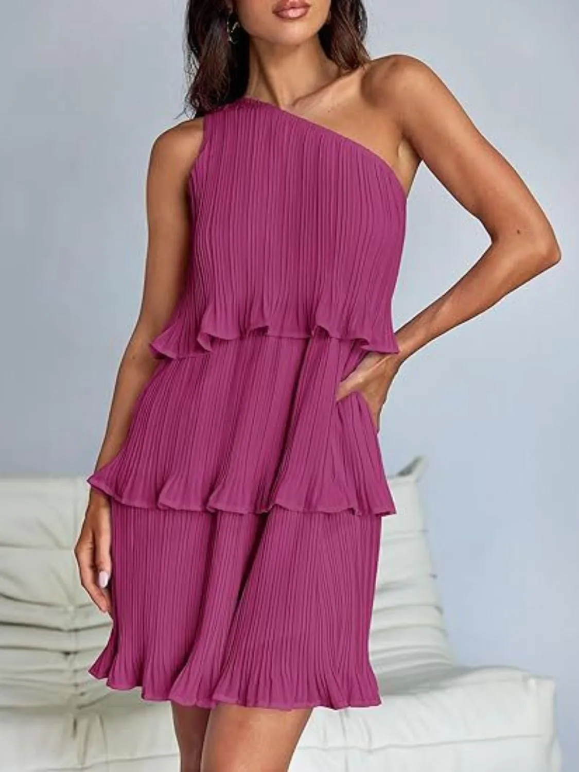 Corine Layered Single Shoulder Dress