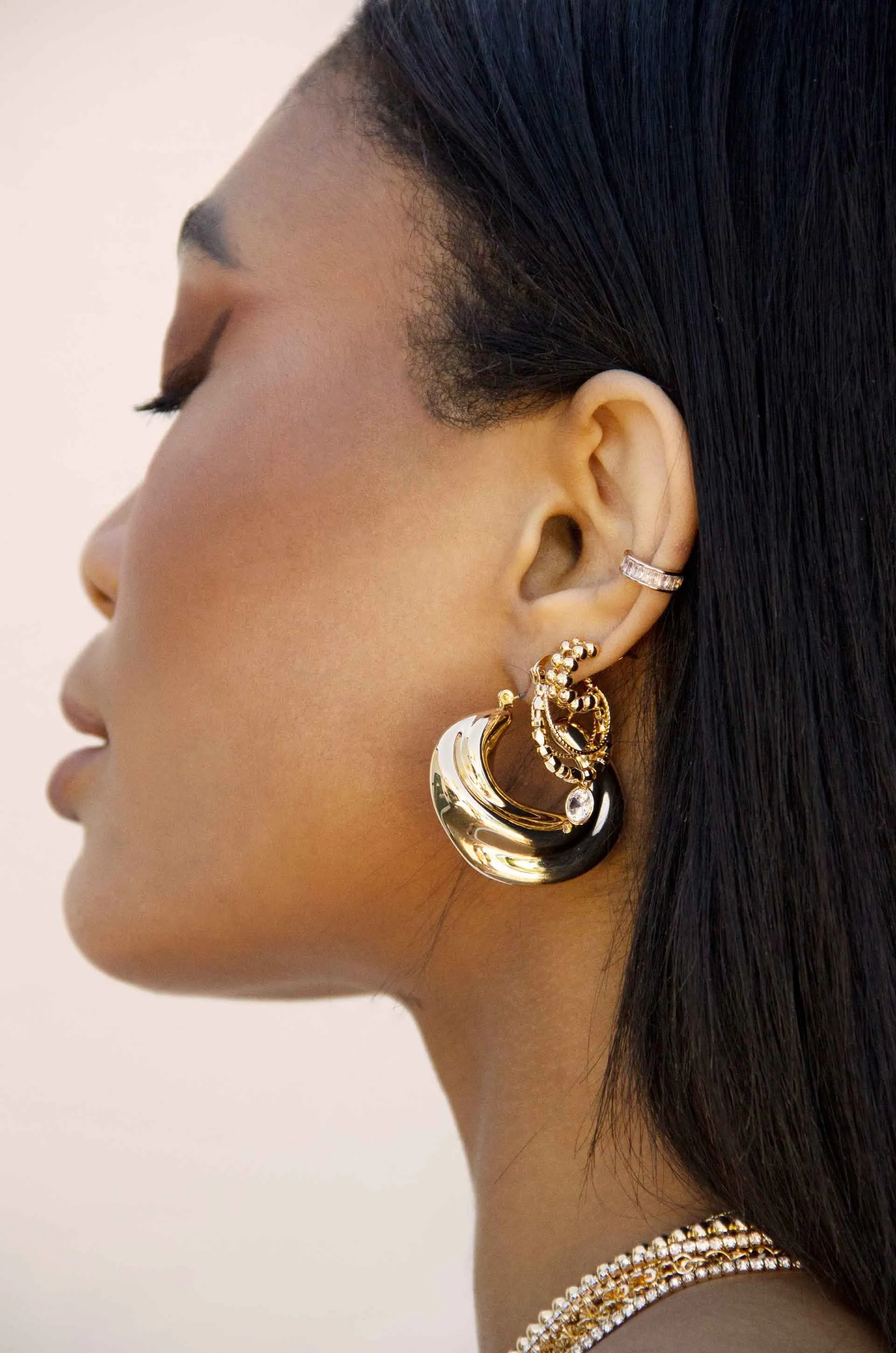 Crescent Swirl Hoop Earrings