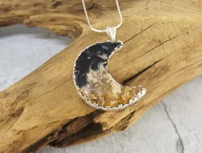 Fossilized Palm Wood Crescent Moon Necklace