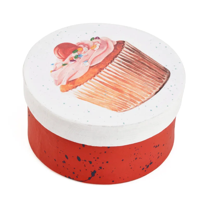 Gift Boxes-Vanilla Cupcake with Sprinkles-Paper Mache-Round-X-Small-Quantity 1