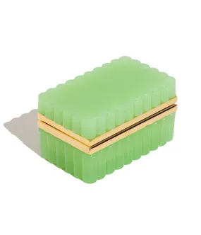 Green Scalloped Opaline Glass Box