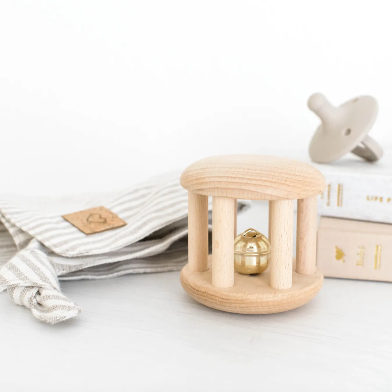 Handmade Montessori Cylinder Wooden Bell Roller
