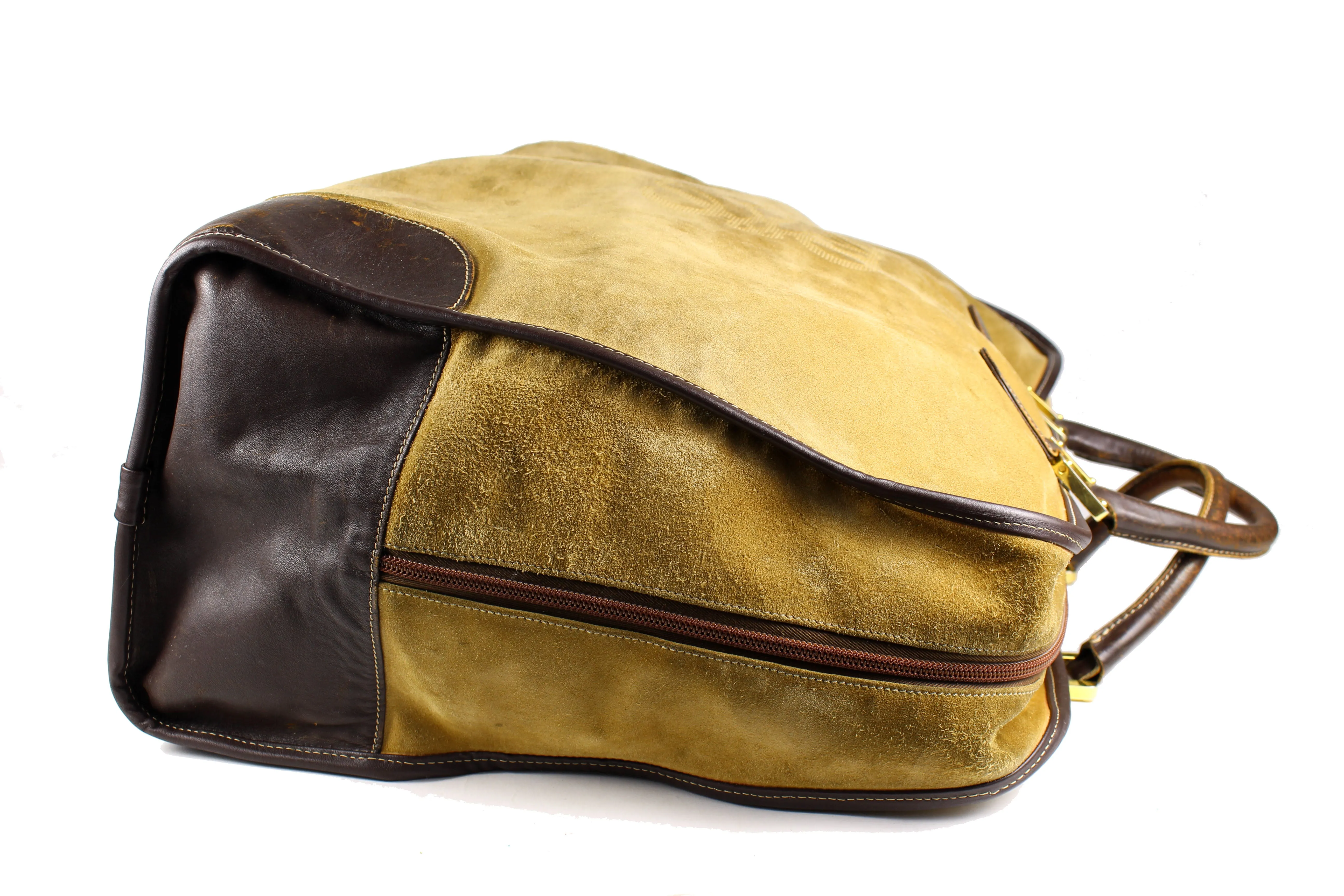 LOEWE Amazona gold suede travel bag