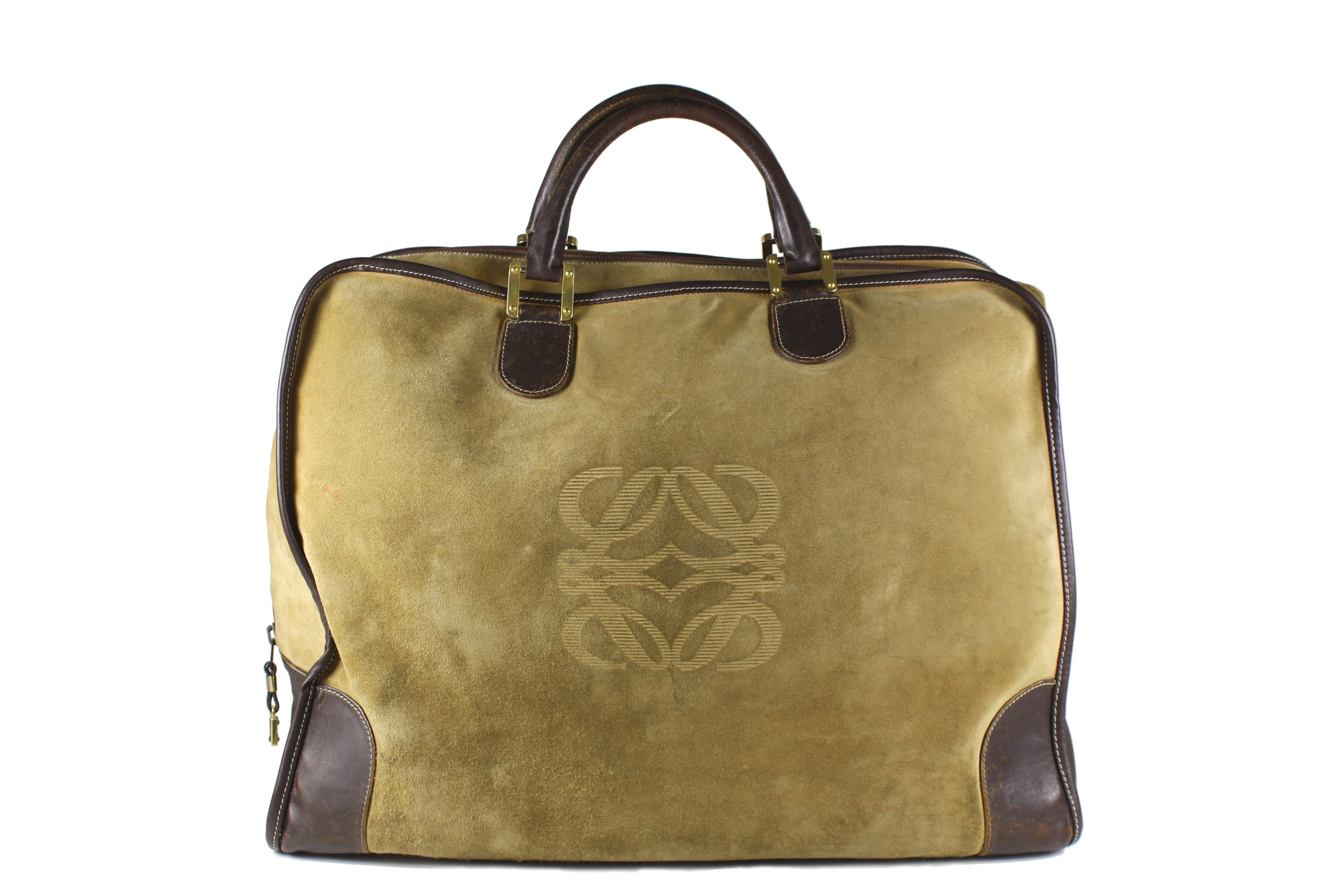 LOEWE Amazona gold suede travel bag