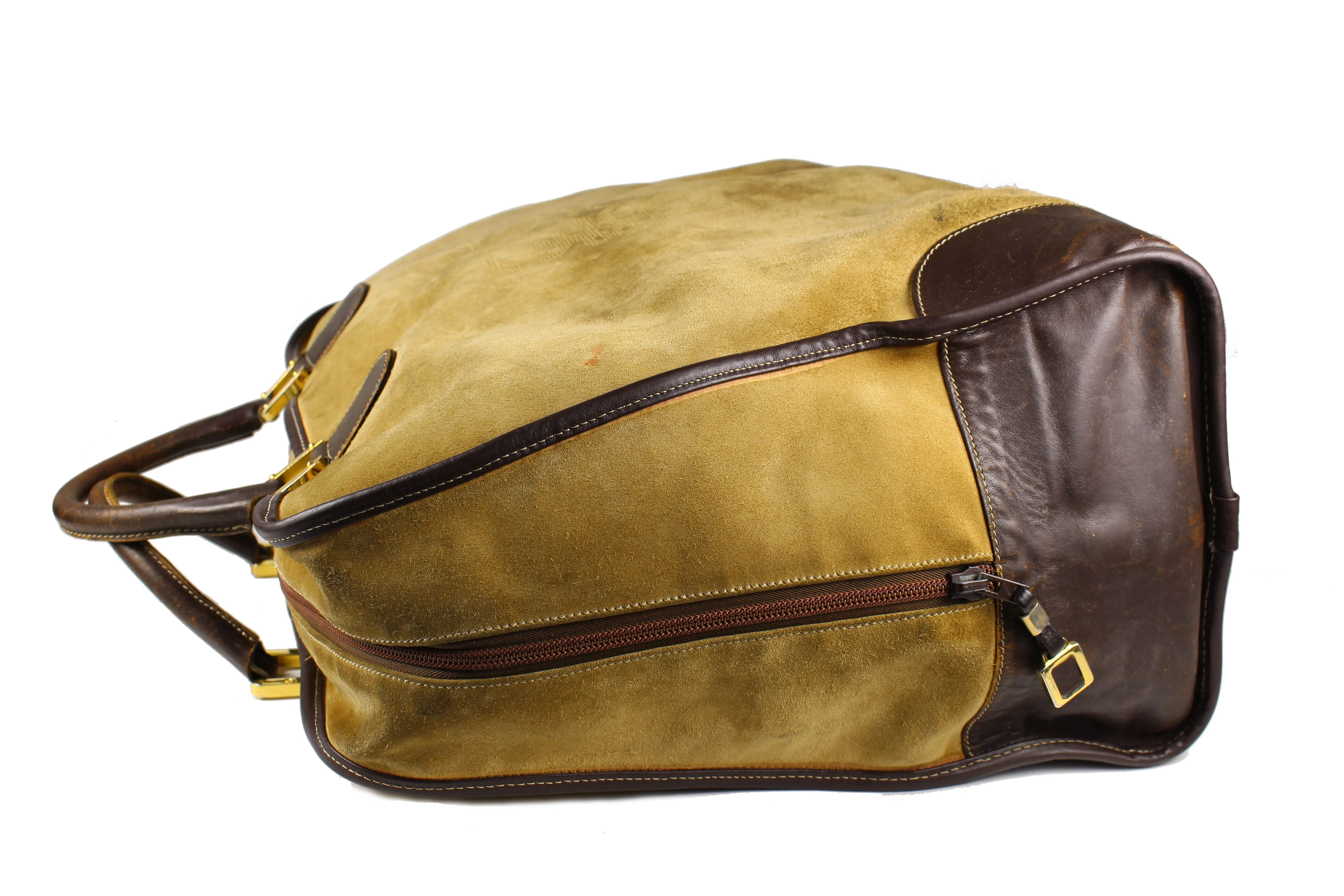 LOEWE Amazona gold suede travel bag