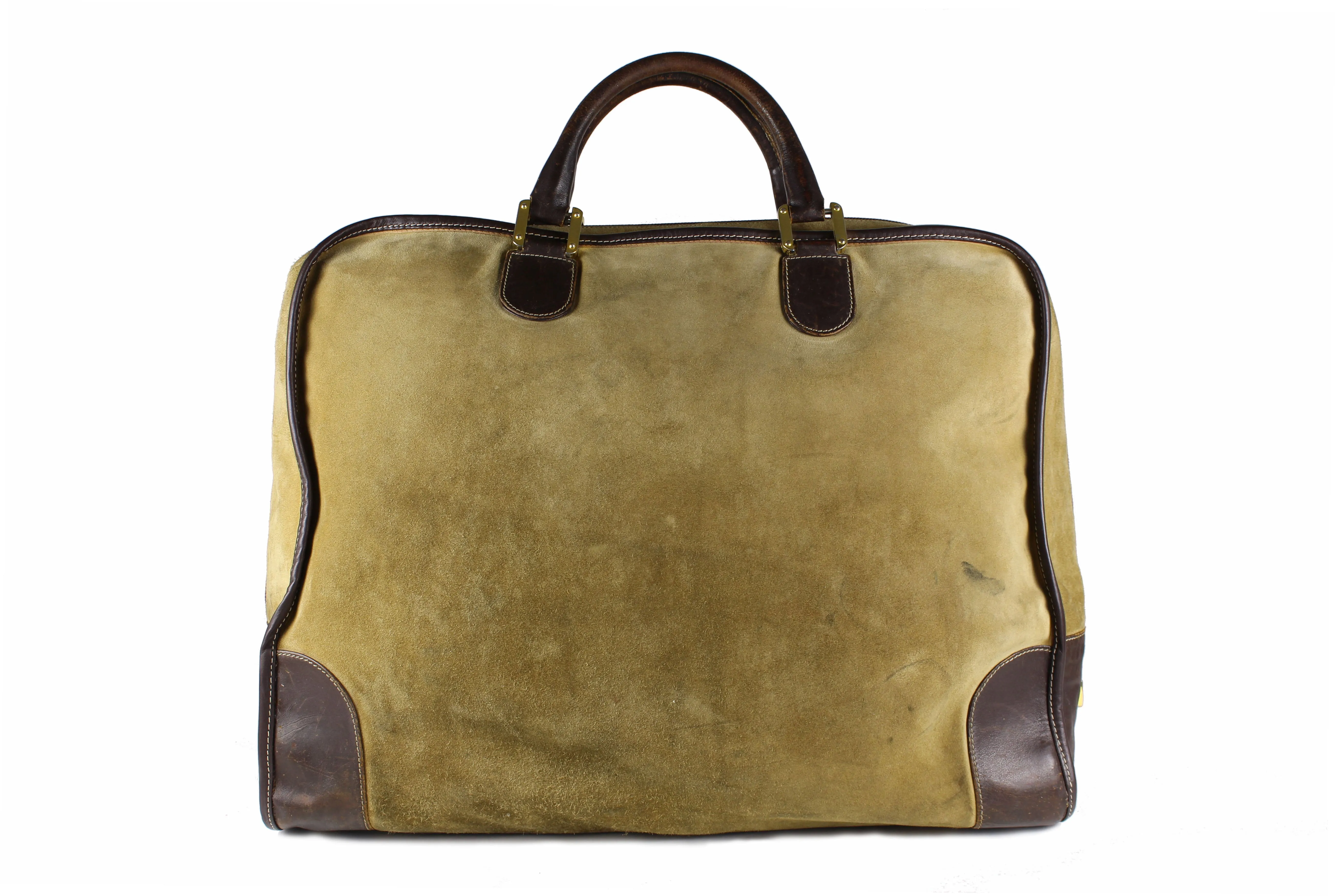 LOEWE Amazona gold suede travel bag