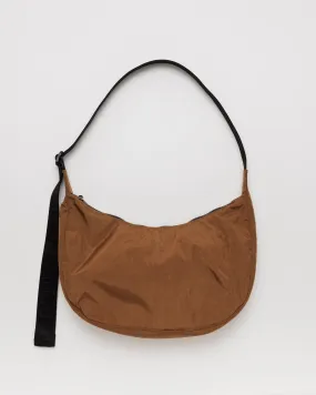 Medium Nylon Crescent Bag - Brown