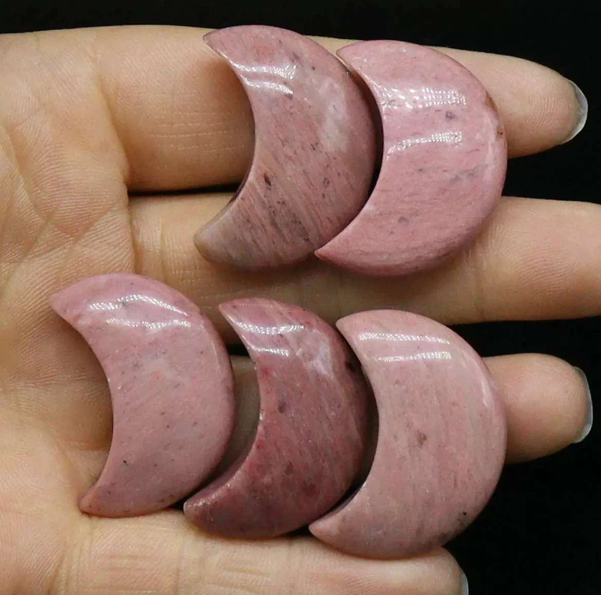 Natural Rhodonite gemstone crystal crescent Moon