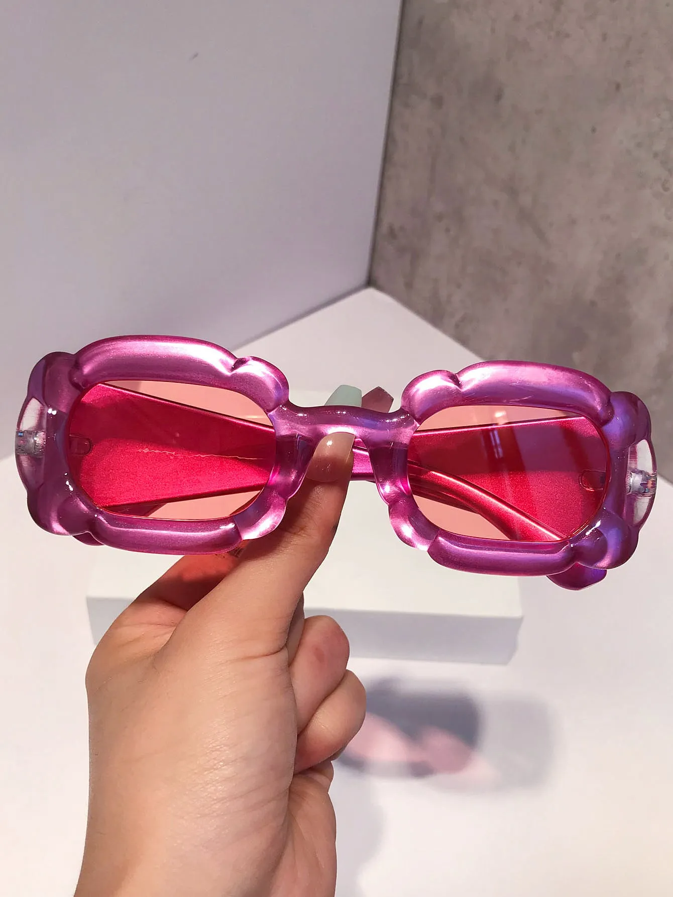 Prissy Pink Square Sunglasses