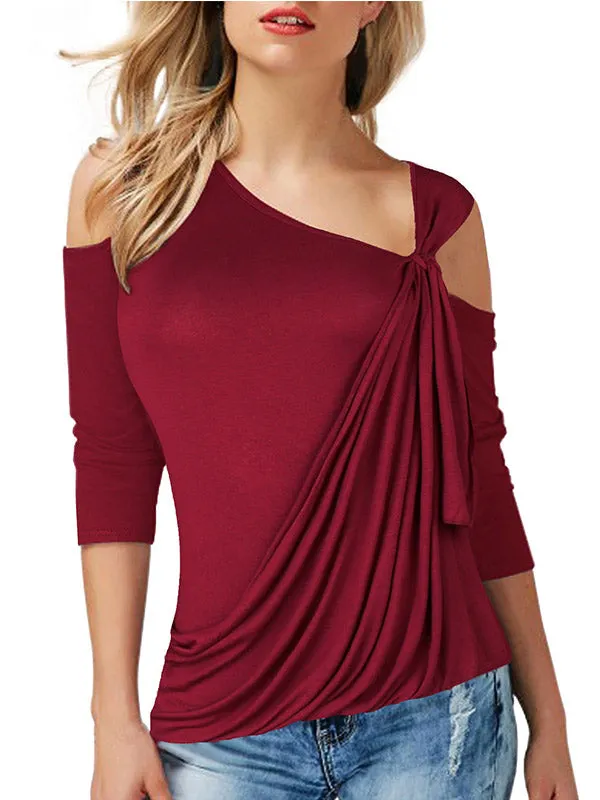 Sexy Cold Shoulder Irregular Top