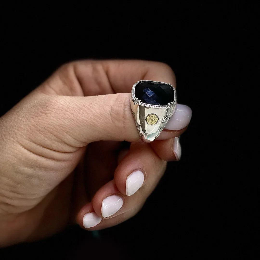 Signed Tacori Silver & 18K Yellow Gold Cocktail Ring