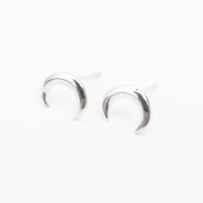 Silver Cut Out Crescent Shaped Studs