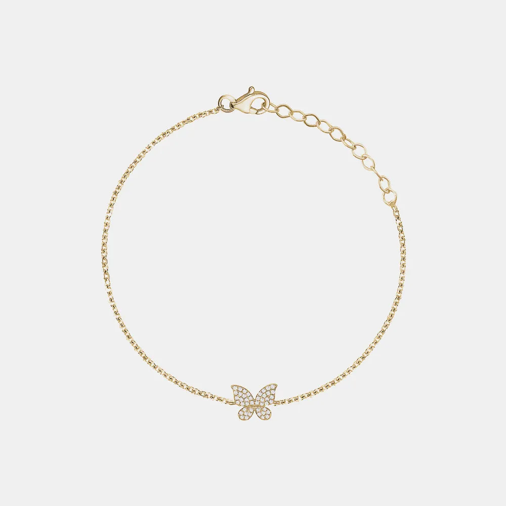 Single Diamond Butterfly Bracelet