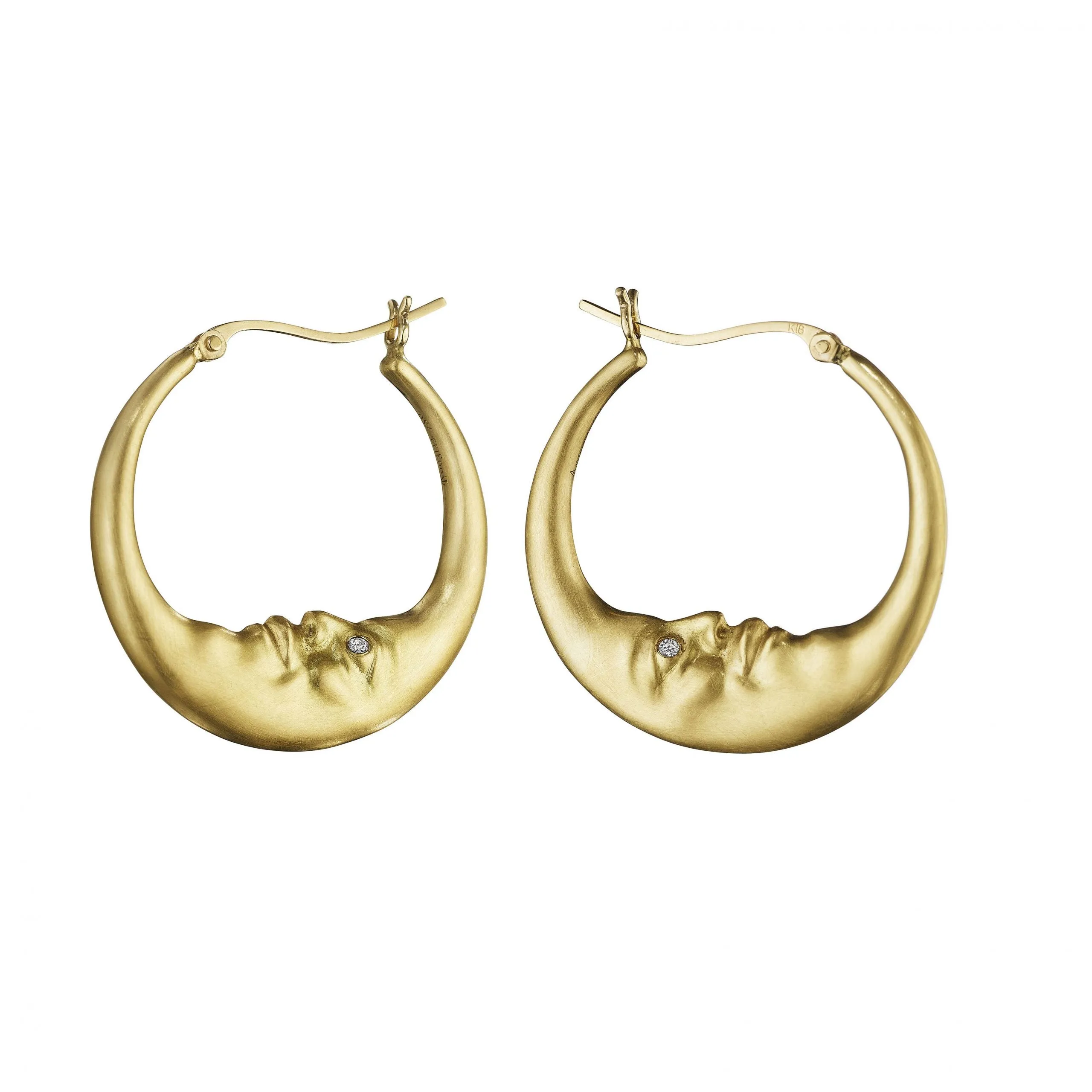 Small Crescent Moonface Hoop Earrings