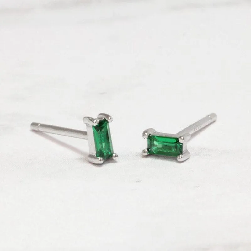 Square Emerald Stud Earrings