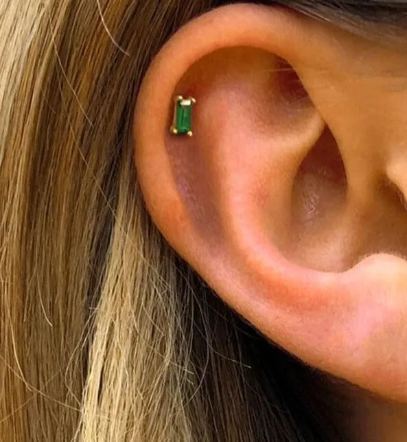 Square Emerald Stud Earrings