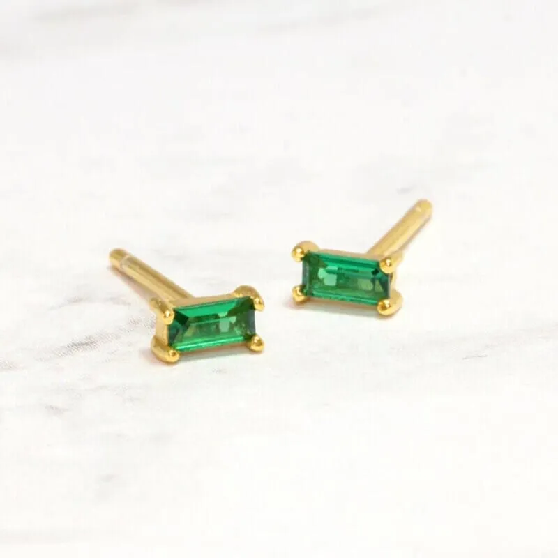 Square Emerald Stud Earrings