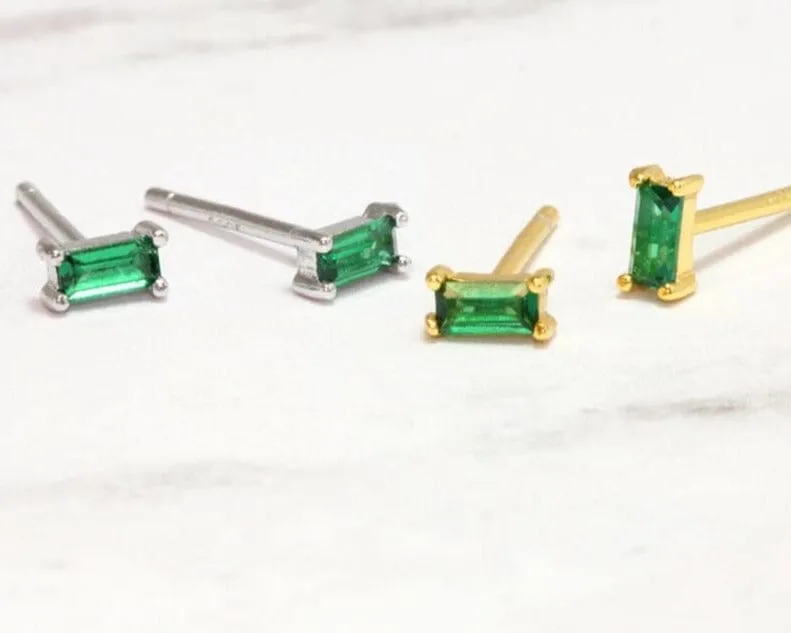 Square Emerald Stud Earrings