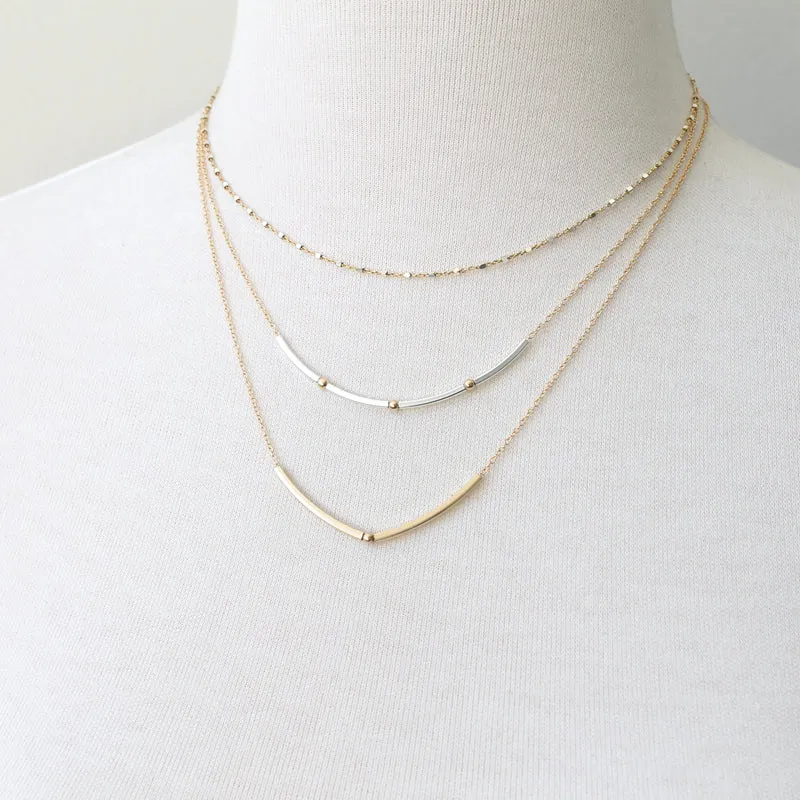 Square Tube Mixed Necklace