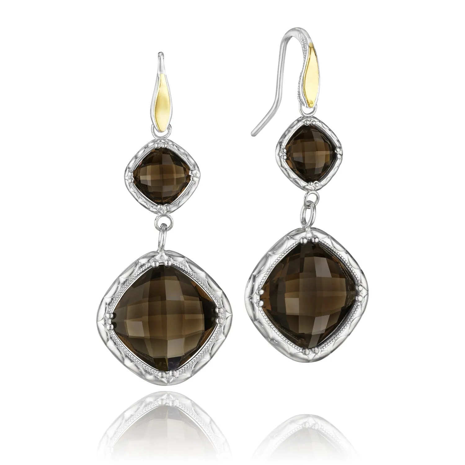 TACORI Flourishing Gem Drop Earrings featuring Clear Quartz over Smokey Quartz Briolette Ref# SE118Y17