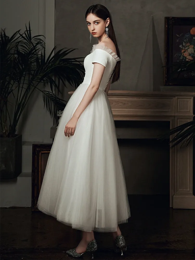 The Bridget Wedding Bridal Off Shoulder Gown (Available in Midi and Maxi)