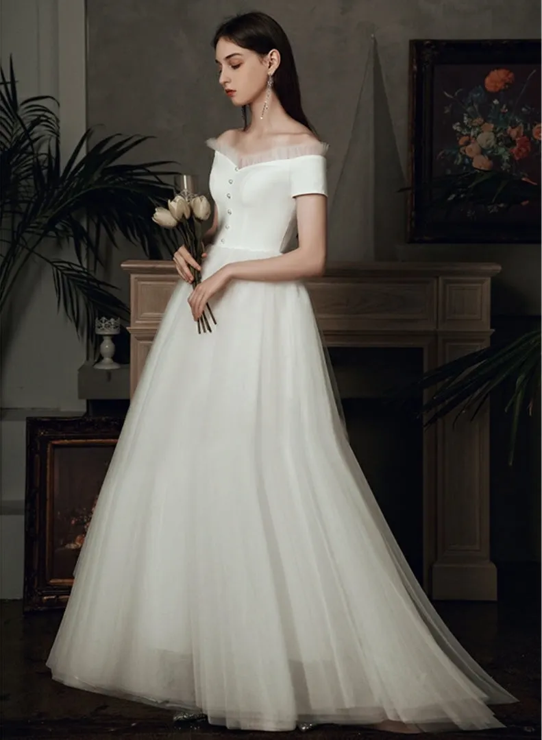 The Bridget Wedding Bridal Off Shoulder Gown (Available in Midi and Maxi)