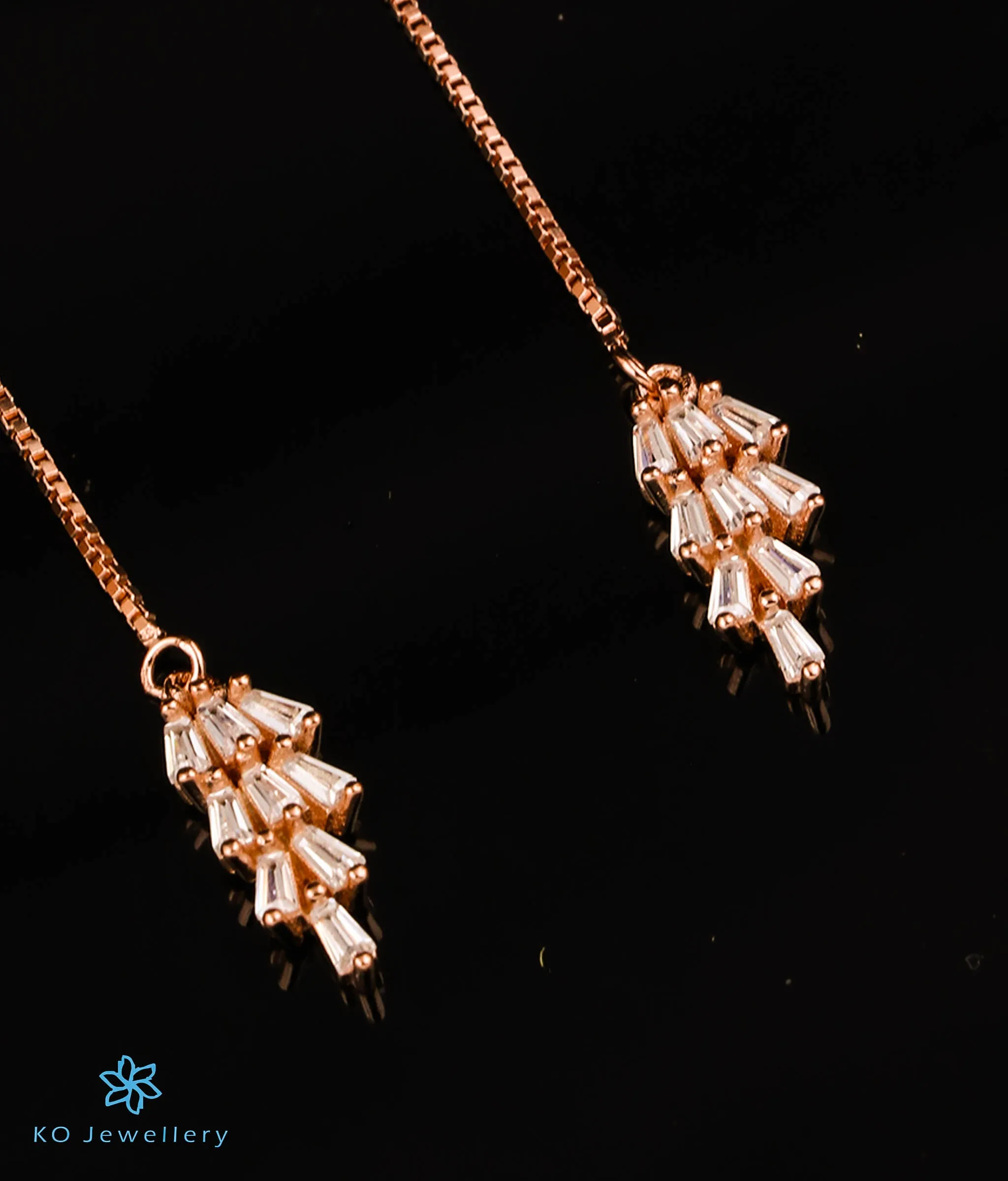 The Cluster Sparkle Shoulder Duster Rosegold Silver Earrings