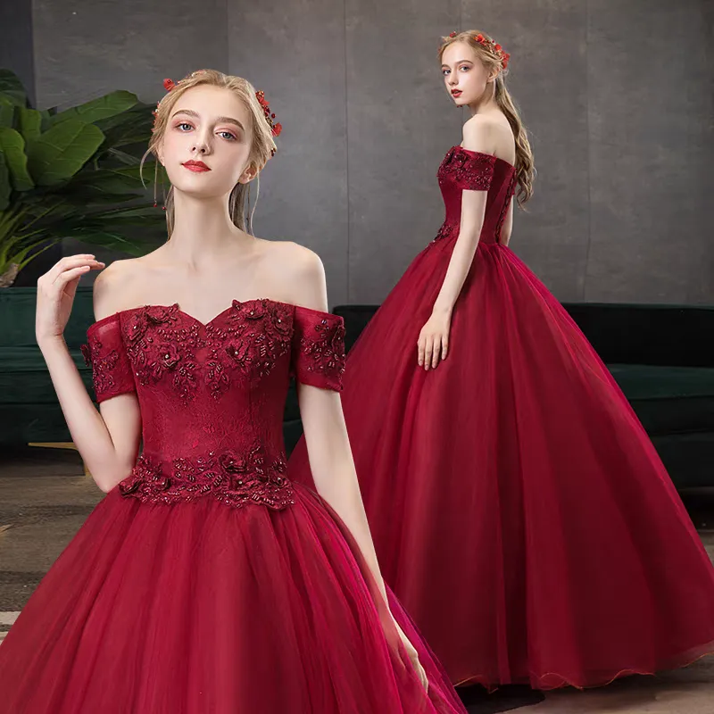 The Melvy Red Off Shoulder Ball Gown (Available in 3 Colours)