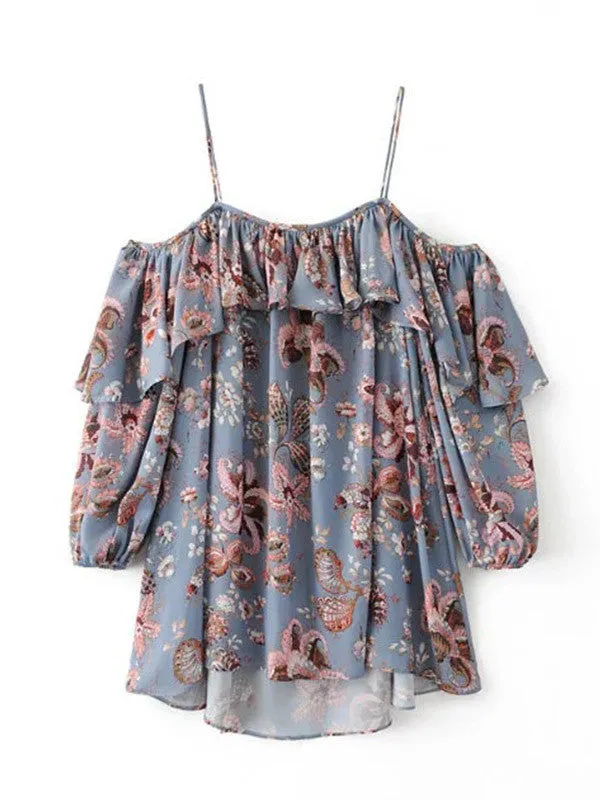 Turn Up the Heat Cold Shoulder Floral Top