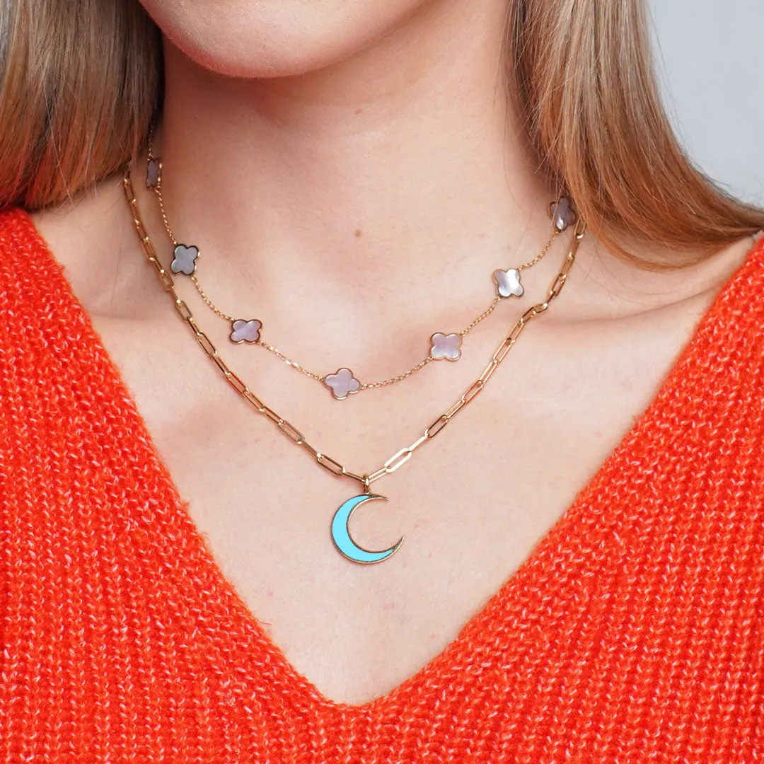 Turquoise Crescent Moon Charm