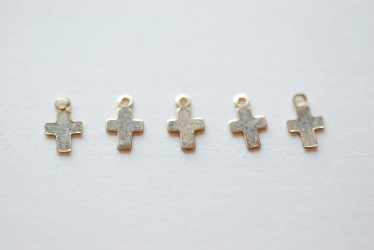 Wholesale 5pcs Tiny Cross Charm, 14k Gold Filled Cross, Gold Crosses, Flat Gold Cross Charm, Gold Fill Cross, Beads,  Gold charms, 172